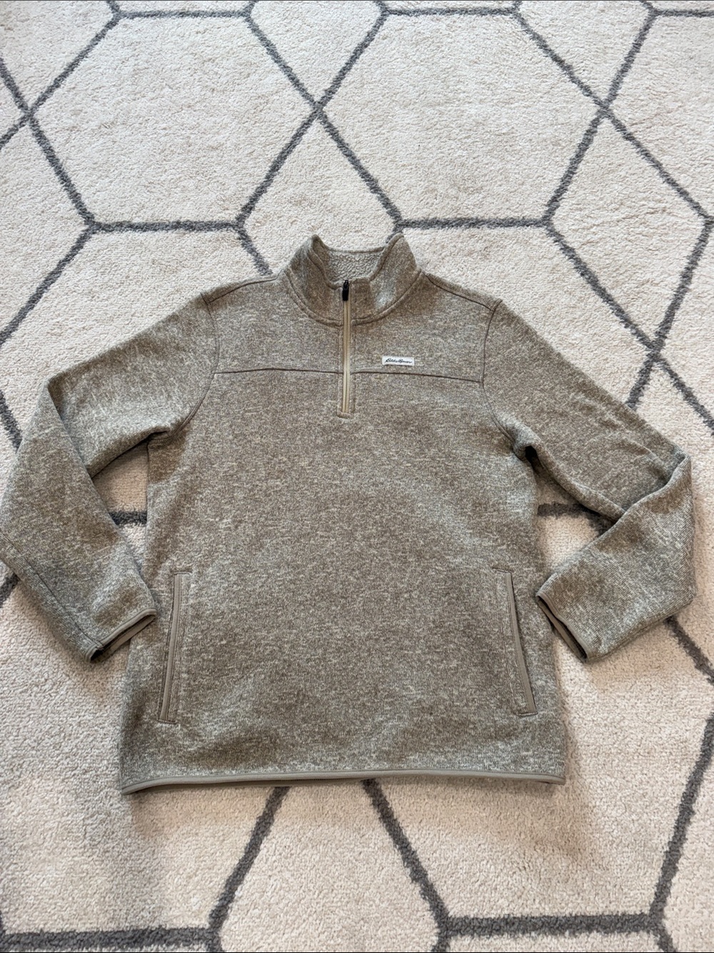 Eddie Bauer Men's Heather Greige Quarter-Zip Pullover